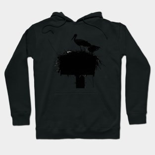 Storks In Their Nest Silhouette Hoodie